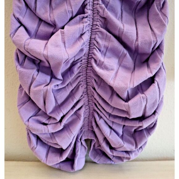 Monrow Women's Sz Small Purple Flat Rib Mock Neck L/S Shirred Mini Dress - Picture 6 of 10
